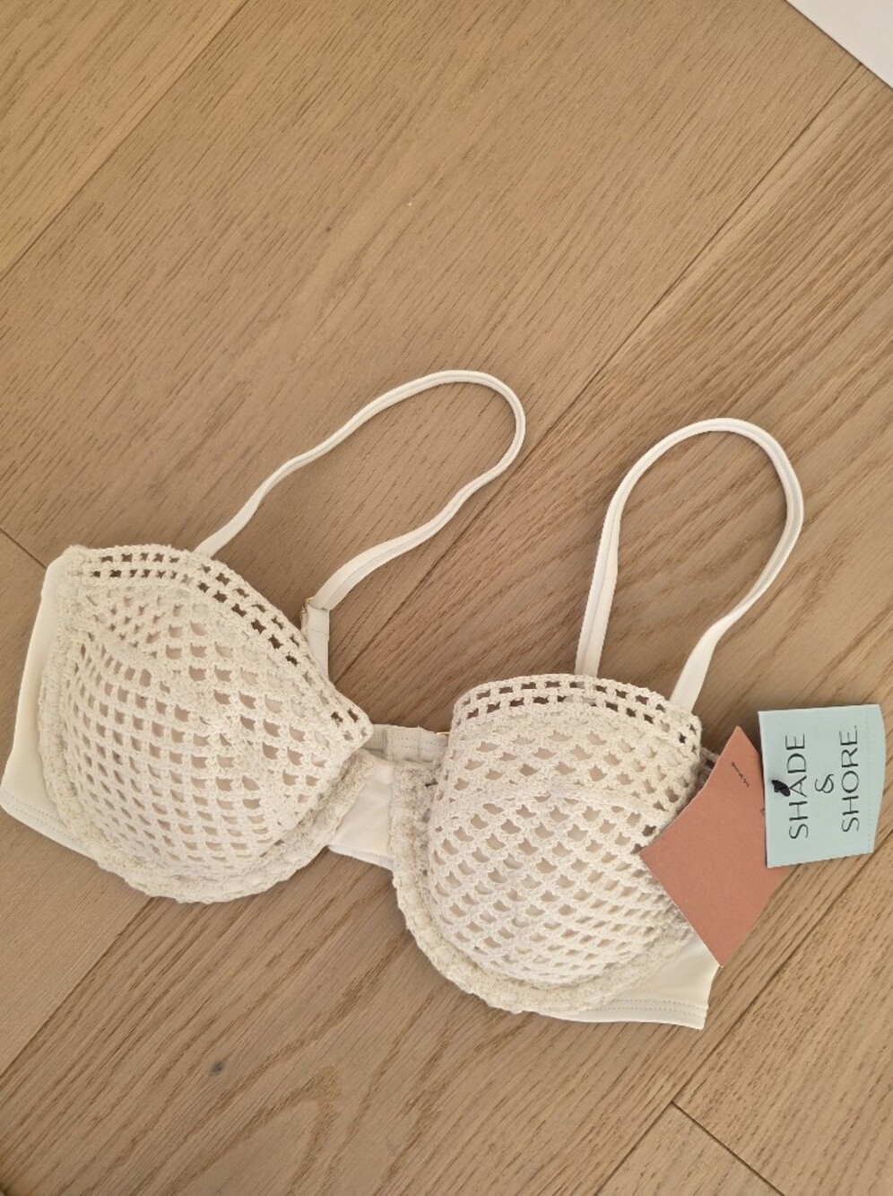 Shade & Shore Women's Crochet Bikini Top in Cream - 34C